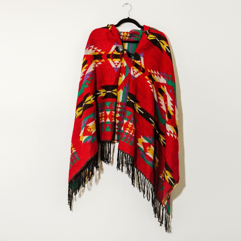 Hooded Woven Poncho